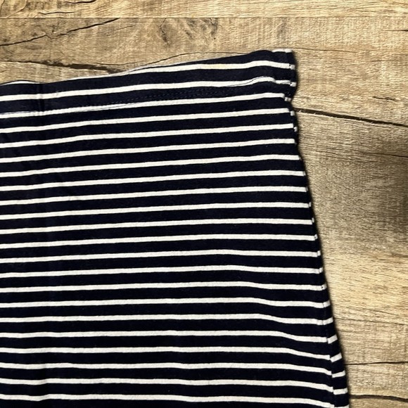 H&M Mini Skirt XS Straight Fitted Striped Cotton Blend Jersey Stretch Navy - Picture 3 of 7